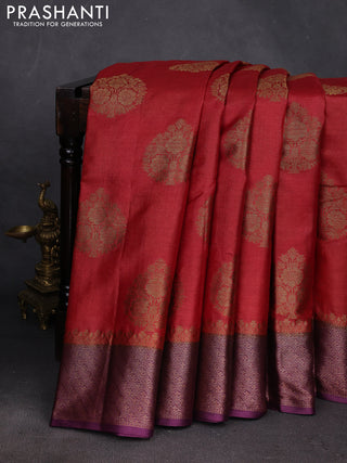 Maroon & Purple Banarasi Tussar Silk Saree