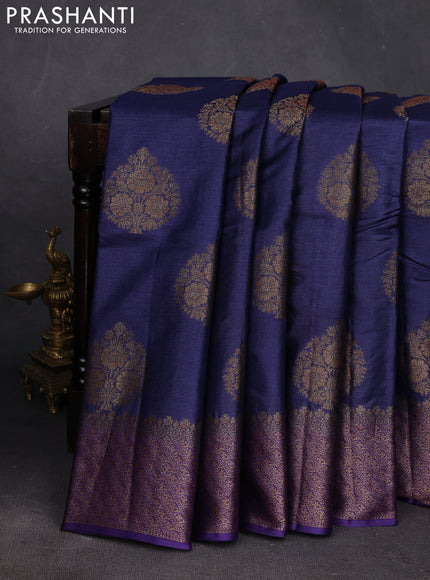 Blue & Violet Banarasi Tussar Silk Saree