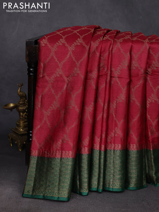 Maroon & Green Banarasi Tussar Silk Saree