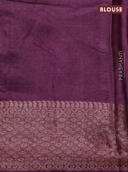 Rust & Purple Banarasi Tussar Silk Saree
