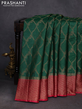 Green & Maroon Banarasi Tussar Silk Saree