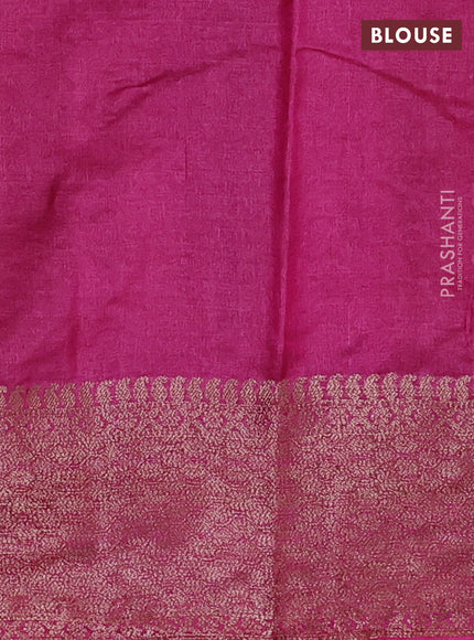 Peacock Blue & Pink Banarasi Tussar Silk Saree
