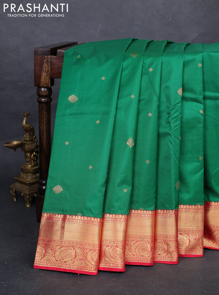Green & Red Bangalori Silk - Buttas