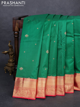 Green & Red Bangalori Silk - Buttas