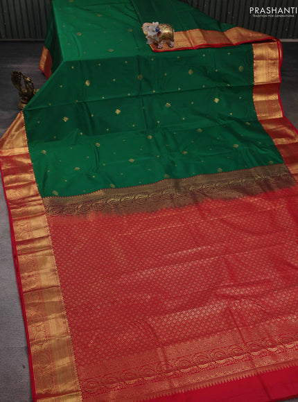 Green & Red Bangalori Silk - Buttas