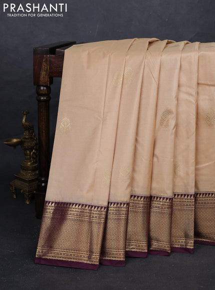Beige & Wine Bangalori Silk - Buttas