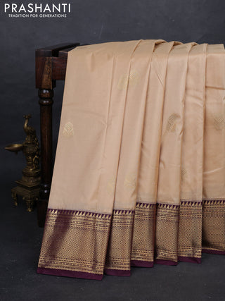 Beige & Wine Bangalori Silk - Buttas