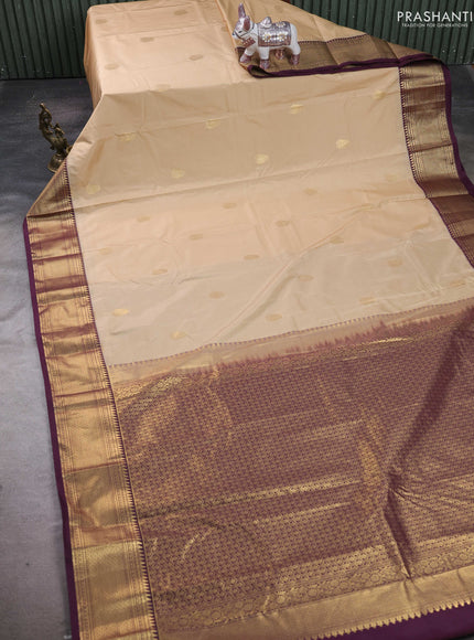 Beige & Wine Bangalori Silk - Buttas