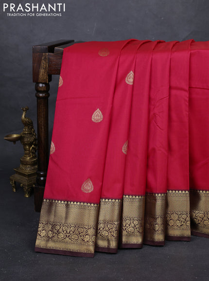 Red & Coffee Brown Bangalori Silk - Buttas