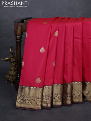 Red & Coffee Brown Bangalori Silk - Buttas