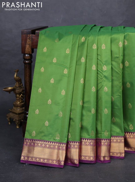 Green & Purple Bangalori Silk - Buttas