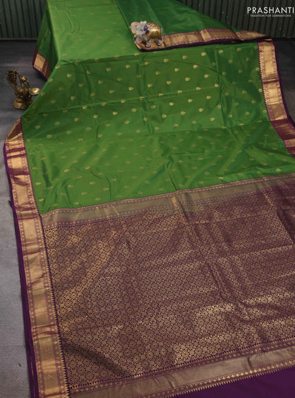 Green & Purple Bangalori Silk - Buttas