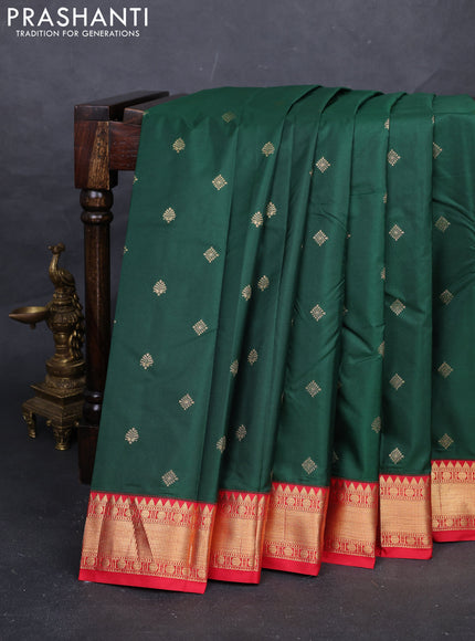 Green & Red Bangalori Silk - Buttas