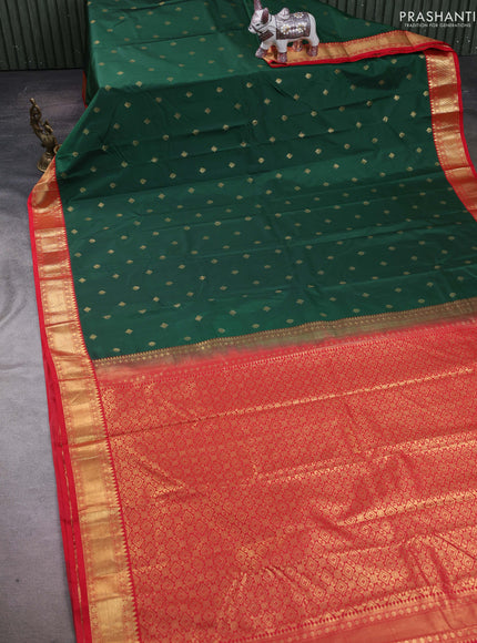 Green & Red Bangalori Silk - Buttas