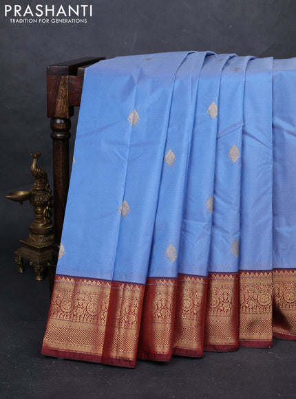 Blue & Maroon Bangalori Silk - Buttas