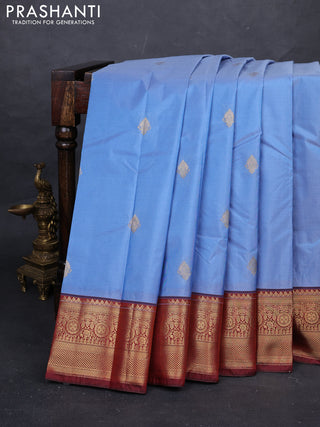 Blue & Maroon Bangalori Silk - Buttas