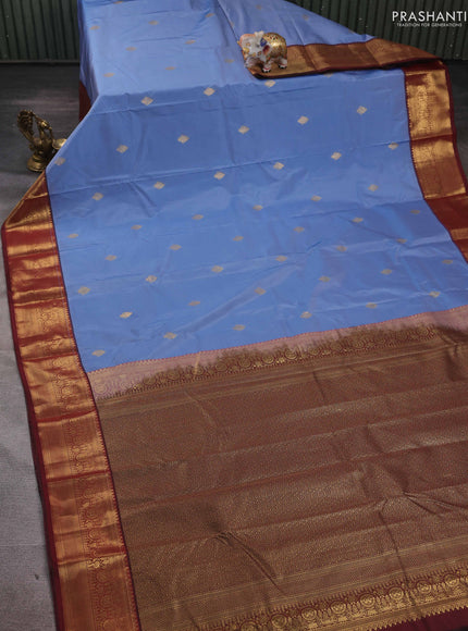 Blue & Maroon Bangalori Silk - Buttas