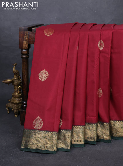 Maroon & Green Bangalori Silk - Buttas