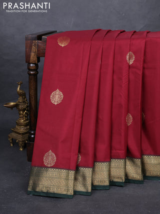 Maroon & Green Bangalori Silk - Buttas