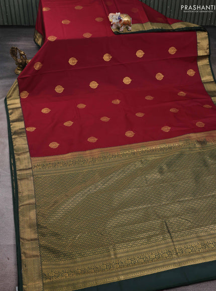 Maroon & Green Bangalori Silk - Buttas