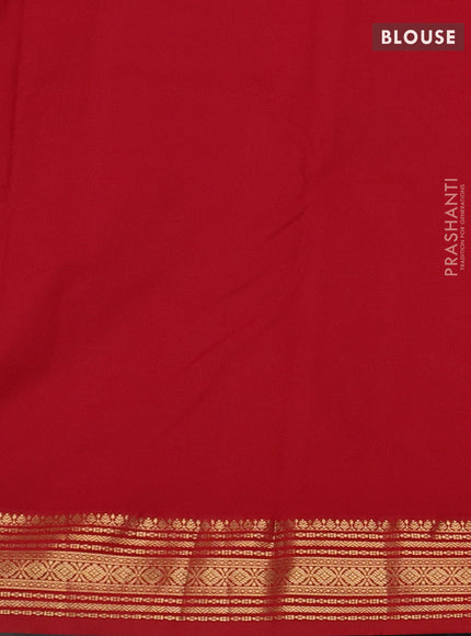 Bottle Green & Red Bangalori Silk - Buttas