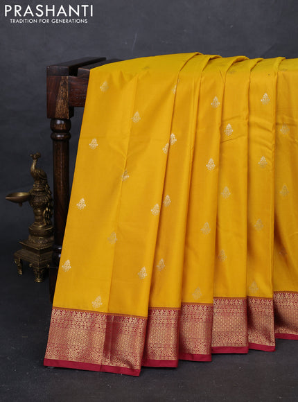 Yellow & Maroon Bangalori Silk - Buttas