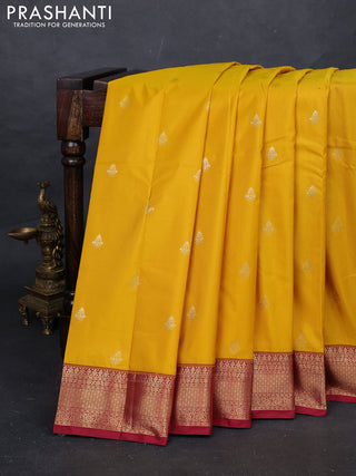 Yellow & Maroon Bangalori Silk - Buttas