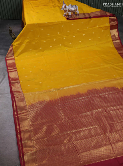 Yellow & Maroon Bangalori Silk - Buttas