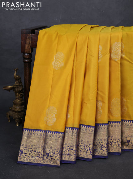 Yellow & Blue Bangalori Silk - Buttas