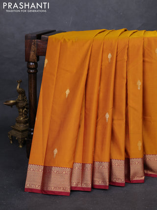 Mustard Yellow & Maroon Bangalori Silk - Buttas