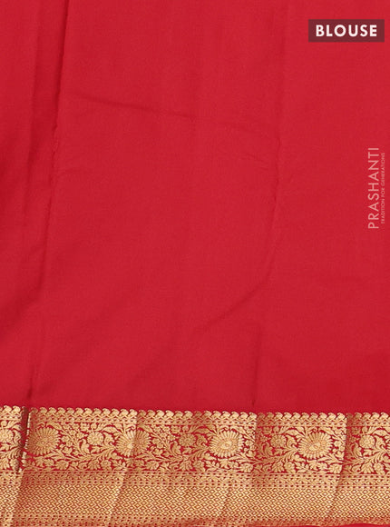 Navy Blue & Red Bangalori Silk - Buttas