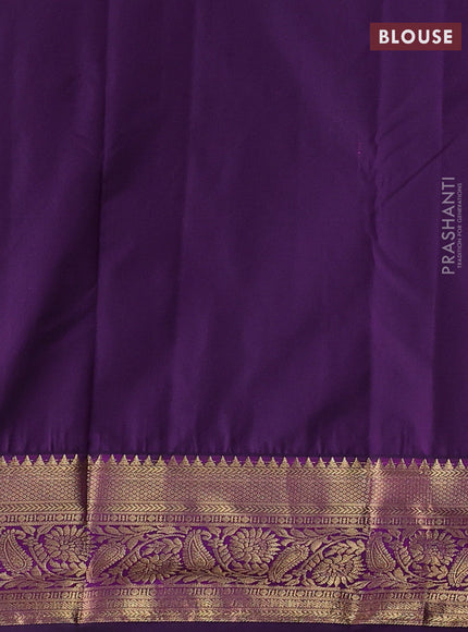 Cream & Purple Bangalori Silk - Buttas
