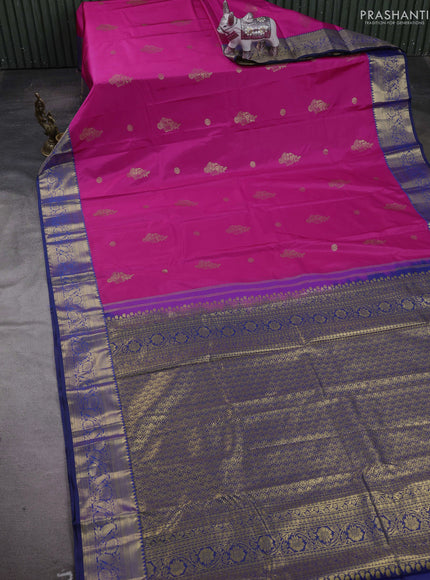 Pink & Blue Bangalori Silk - Buttas