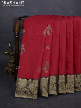 Red & Black Bangalori Silk - Buttas