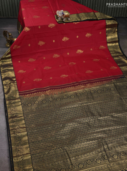 Red & Black Bangalori Silk - Buttas