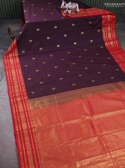 Jamun & Red Bangalori Silk - Buttas