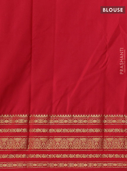 Navy Blue & Red Bangalori Silk - Buttas