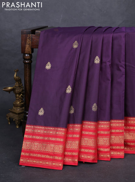 Violet & Red Bangalori Silk - Buttas