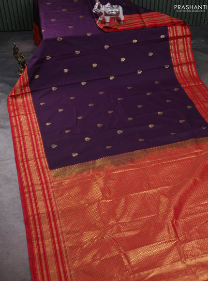 Violet & Red Bangalori Silk - Buttas