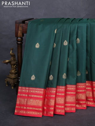 Green & Red Bangalori Silk - Buttas