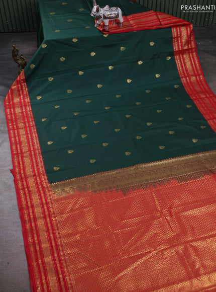Green & Red Bangalori Silk - Buttas