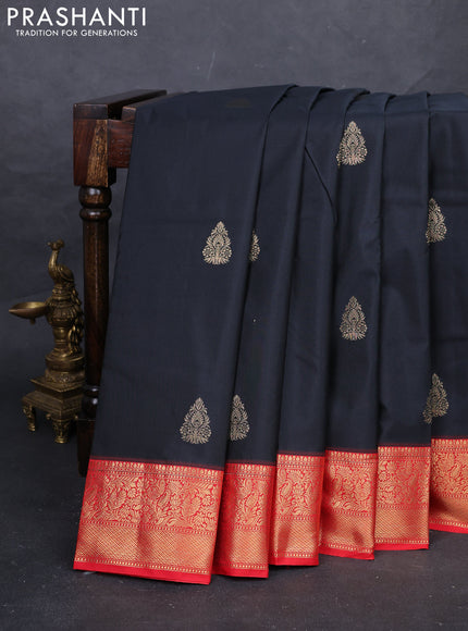 Black & Red Bangalori Silk - Buttas