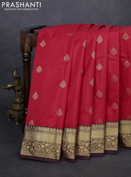Pink & Coffee Brown Bangalori Silk - Buttas
