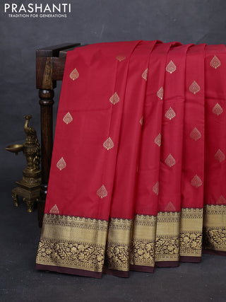 Pink & Coffee Brown Bangalori Silk - Buttas
