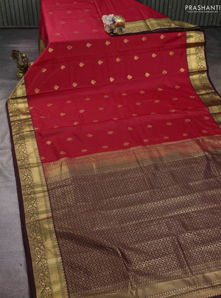 Pink & Coffee Brown Bangalori Silk - Buttas