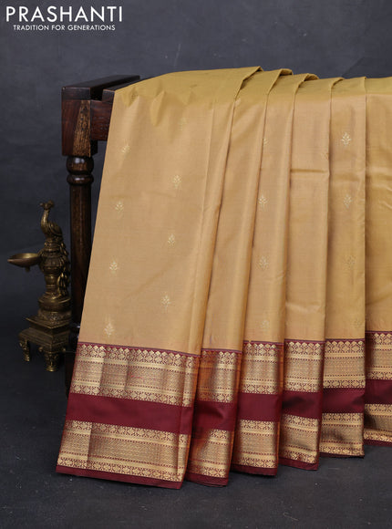Beige & Maroon Bangalori Silk - Buttas