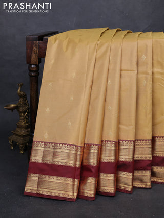 Beige & Maroon Bangalori Silk - Buttas