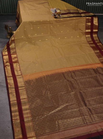 Beige & Maroon Bangalori Silk - Buttas