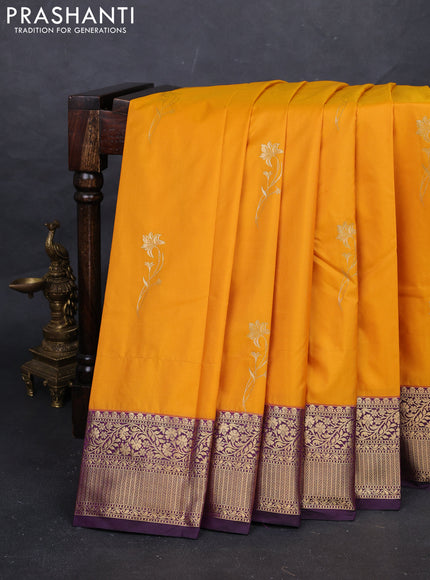 Yelllow & Purple Bangalori Silk - Buttas
