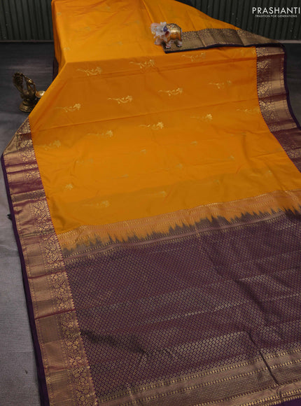 Yelllow & Purple Bangalori Silk - Buttas